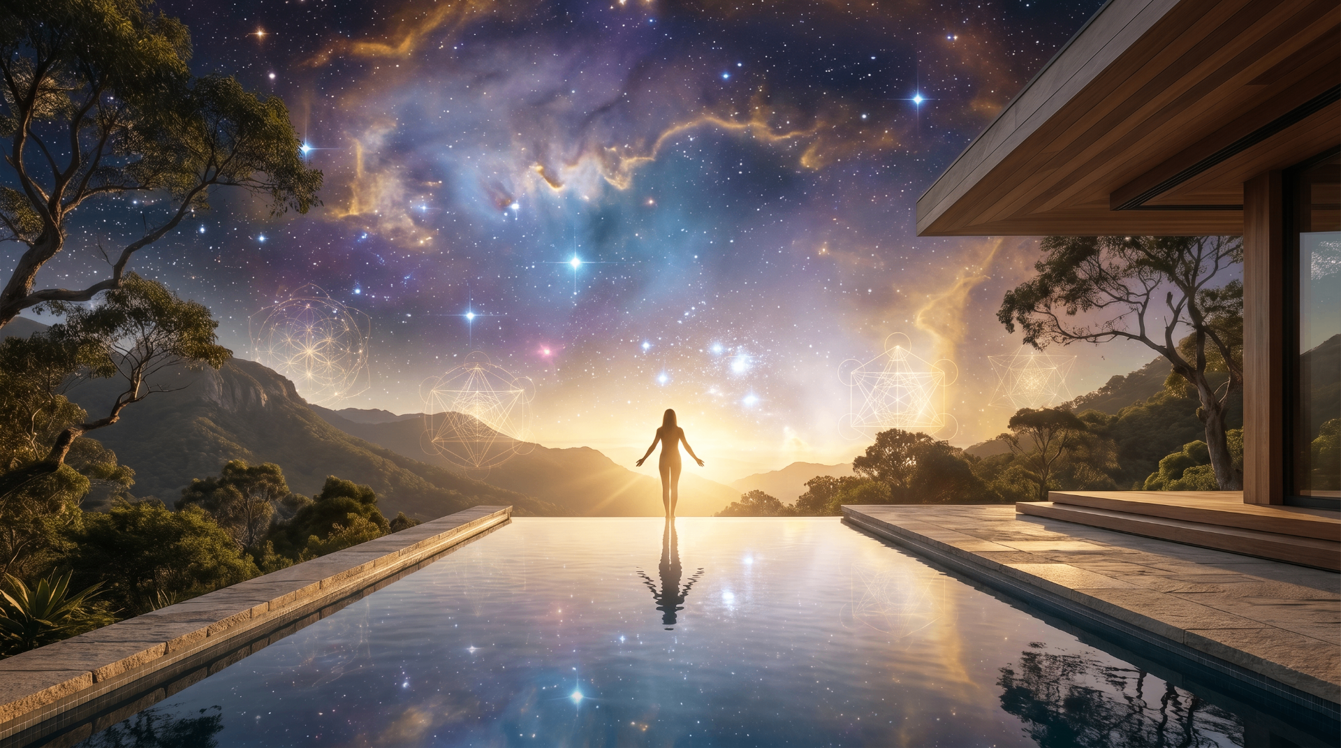 Cosmic infinity pool at twilight